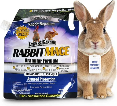Nature's MACE Repelente de conejos de 3 libras granular/trata 1,350 pies cuadrados/Repelente y disuasorio de conejos/Mantén a los conejos fuera de