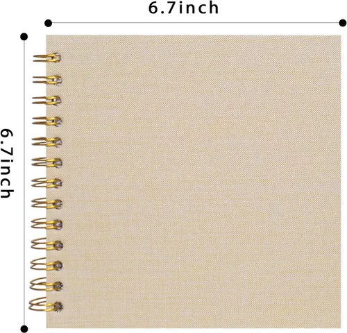 Miniatura 7 de Álbum de recortes pequeño de 7 x 7 pulgadas, mini álbum de fotos de lino, libro de recuerdos de páginas blancas de papel kraft para boda, bebé