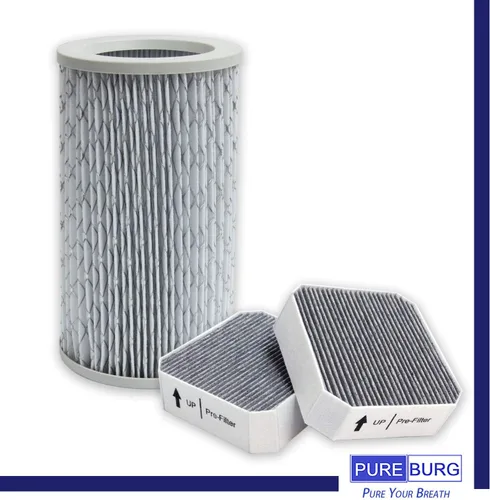 Miniatura 4 de PUREBURG Juego de filtros de repuesto compatibles con purificador de aire Molekule, carbón activado HEPA 2 en 1, centro y 2 prefiltros, paquete de 3