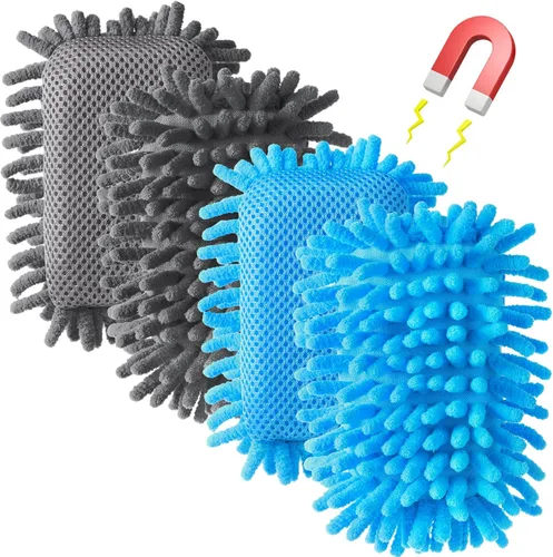 Miniatura 16 de Epakh 4 borradores magnéticos de borrado en seco, borrador magnético de microfibra lavable para uso doméstico y oficina (azul)