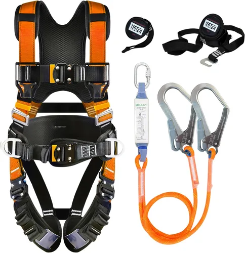 Miniatura 10 de Kit de Protección contra Caídas con Arnés de Seguridad con Cordón Amortiguador de Impactos y Correas de Seguridad por Trauma de Suspensión, Hebillas