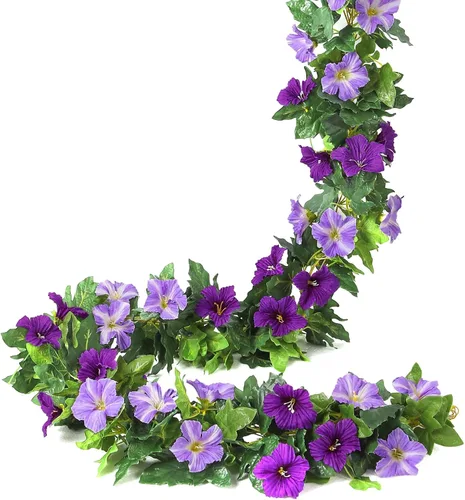 Miniatura 9 de Floweroyal Paquete de 2 guirnaldas de flores artificiales de 15.8 pies, flores de seda falsas de hiedra rosa para colgar en el arco de boda, fiesta