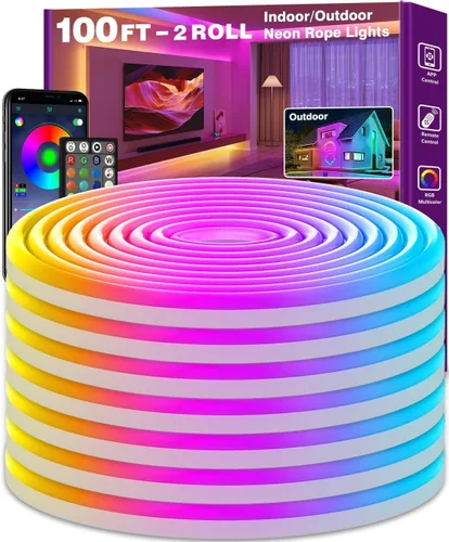 Miniatura 8 de SINLEY Tira de luces LED de neón de 20 pies, control con aplicación/control remoto, luces LED flexibles, múltiples modos, IP68 luces de neón RGB