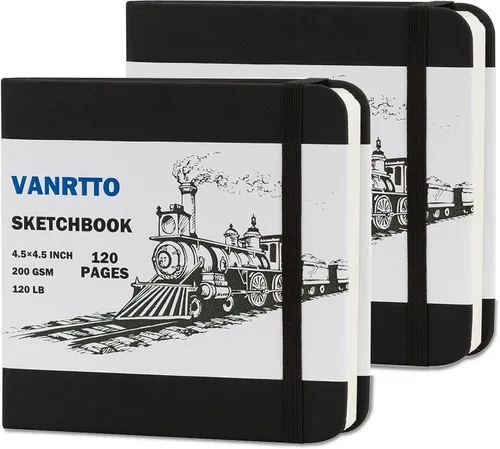 Cuaderno de bocetos de tapa dura, cuaderno de bocetos cuadrado con papel de dibujo grueso de 120LB/200GSM, 120 páginas/60 hojas, bloc de bocetos