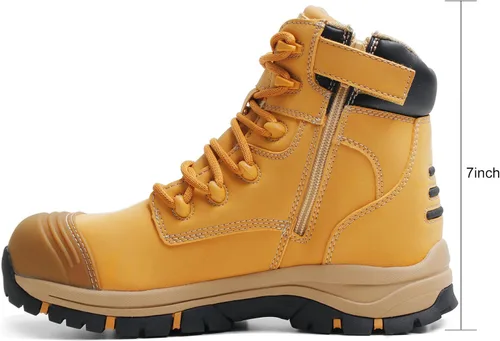 Miniatura 4 de Botas de trabajo para hombre, zapatos con punta de acero y cremallera lateral, resistentes al agua, antideslizantes, a prueba de pinchazos (OX2720)