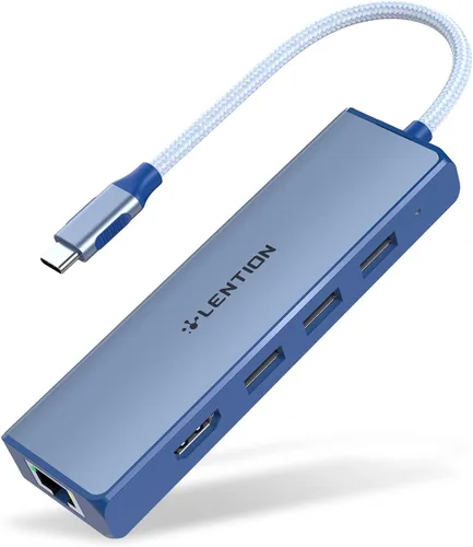 Miniatura 10 de LENTION Concentrador USB C con puerto Gigabit Ethernet, pantalla HDMI 4K, 3 puertos USB-A USB 3.0 para MacBook Pro, MacBook Air, Dell, Lenovo, Oro