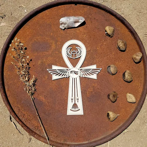 Miniatura 5 de Fourth Level MFG Ankh de 12", Arte de Pared de Madera de Geometría Sagrada, Decoración Colgante para el Hogar del Antiguo Egipto, Símbolo Eterno