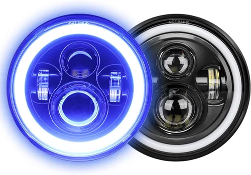 UNI-SHINE Faro LED de 7 pulgadas, redondo H6024 LED faro azul halo para correr ámbar señal de giro haz de sello de 7 pulgadas faros redondos