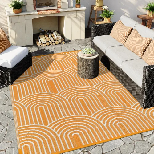 Miniatura 42 de Anidaroel Alfombras de exterior de 6 x 9 pies para patios, impermeables, reversibles, de plástico tropical, alfombra de campamento, alfombra grande