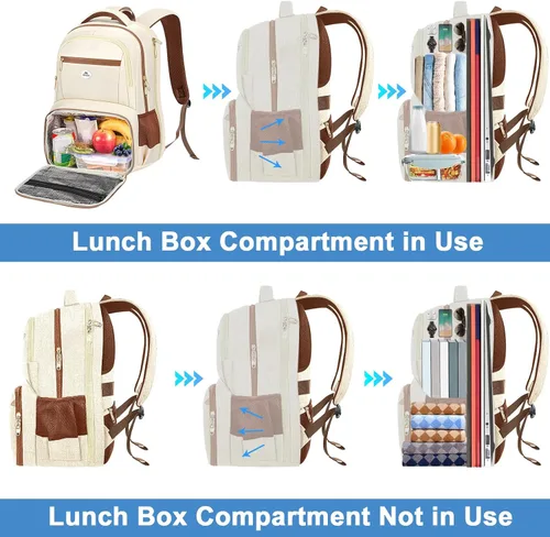 Miniatura 3 de MATEIN Mochila de almuerzo para mujer, resistente mochila térmica térmica para profesores, enfermeras, para trabajo, universidad, viajes, elegante