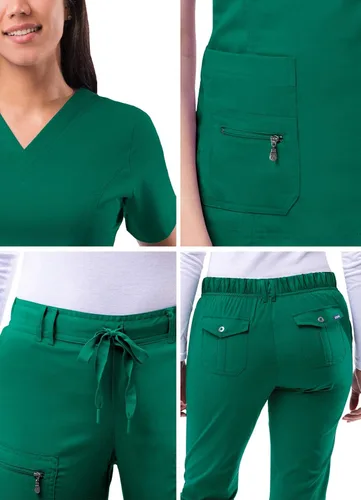 Miniatura 5 de Adar Pro - Conjunto para mujer camiseta con cuello en V y pantalones con múltiples bolsillos para trabajo ropa de enfermera