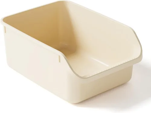 SpaceTime Caja de arena grande para gatos con lados altos, cajas para gatos de interior, bandeja de arena para gatos para gatitos, caja de arena con