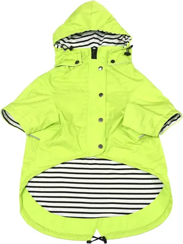 Miniatura 8 de Morezi - Impermeable con cremallera y botones reflectantes para perro, para la lluvia, cordón ajustable, capucha extraíble, elegante y de primera