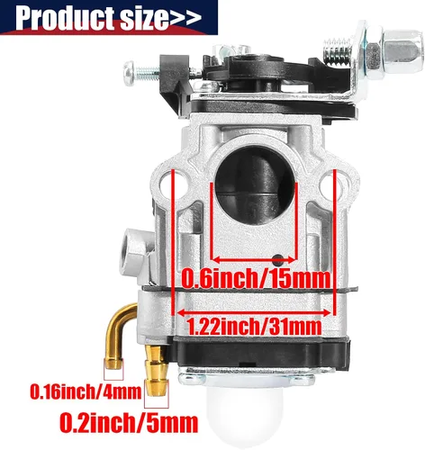 Miniatura 3 de Carburador para motor de 2 tiempos de 33cc 40cc 43cc 47cc 49cc 50cc con entrada de 15mm para Dirt Pocket Rocket, ATV, Scooter, Mini Chopper, Quad