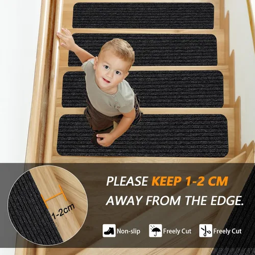 Miniatura 6 de Alfombras Antideslizantes para Escaleras, 7.8" X 30" (Paquete de 7) Alfombra de Escalera para Interiores y Exteriores, Alfombrillas Antideslizantes