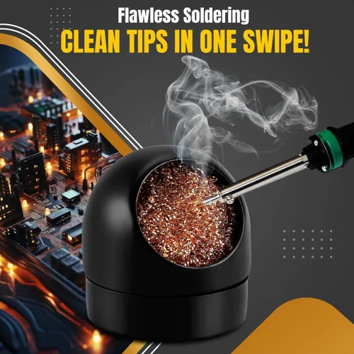 Miniatura 2 de Flexzion Limpiador de soldadura con esponja de alambre de soldadura de lana de latón y negro, en forma de cúpula, carcasa antideslizante