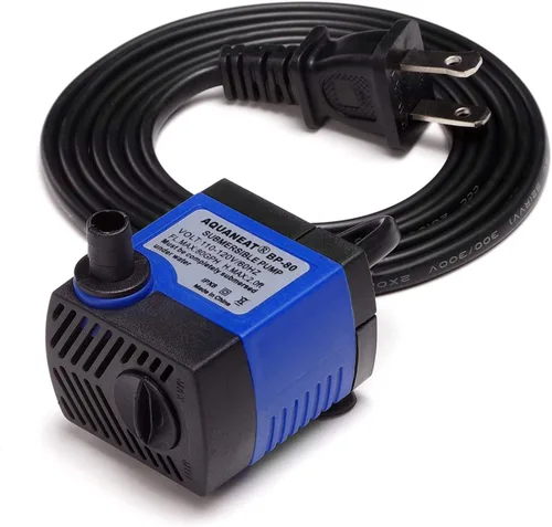 AQUANEAT Pequeña bomba de fuente, bomba de agua sumergible de 80 GPH para acuario, tanque de peces, fuente de agua para exteriores, hidropónicos,