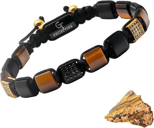 Miniatura 10 de Pulsera de cuentas planas de la colección GT, pulseras ajustables de gemas para hombres