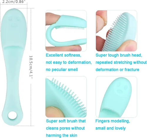 Miniatura 6 de Paquete de 5 cepillos de limpieza facial manual de silicona suave, cepillo limpiador facial para limpieza suave y eficaz, eliminar puntos negros