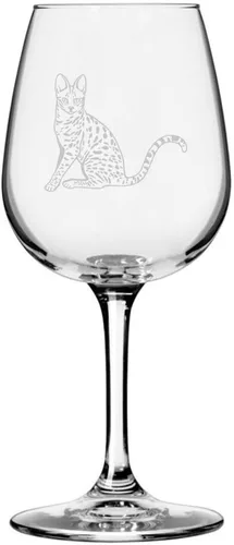 Miniatura 139 de Copa de vino de 12.75 onzas con temática de gato abisinio grabada para todo uso
