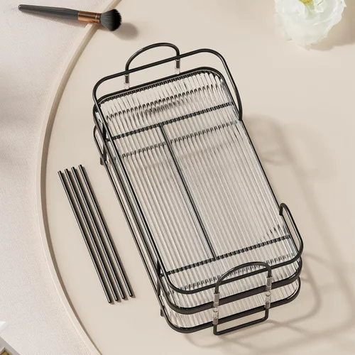 Miniatura 7 de Organizador de esquina de 2 niveles para encimera de baño, organizador cosmético para el cuidado de la piel, bandeja de perfume para encimera