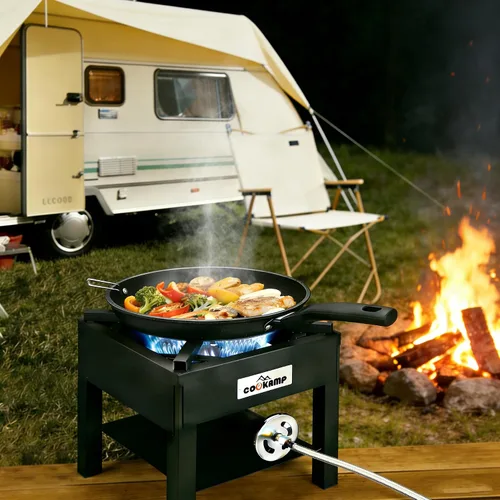 Miniatura 6 de COOKAMP Cocina de gas propano de alta presión de 1 quemador para exteriores, 260000 BTU con regulador ajustable de 0-30 PSI y manguera trenzada