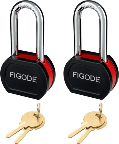 Miniatura 7 de FIGODE Candado de acero sólido cubierto negro con llave, cerradura resistente de alta seguridad, 2-3/4 pulgadas de ancho, grillete de acero