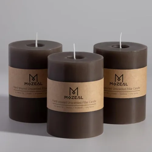 Miniatura 117 de MOZEAL Velas grandes sin perfume vertidas a mano de 3 x 8 pulgadas, sin humo, juego de 2, combustión lenta, sin goteo, aproximadamente 150 horas