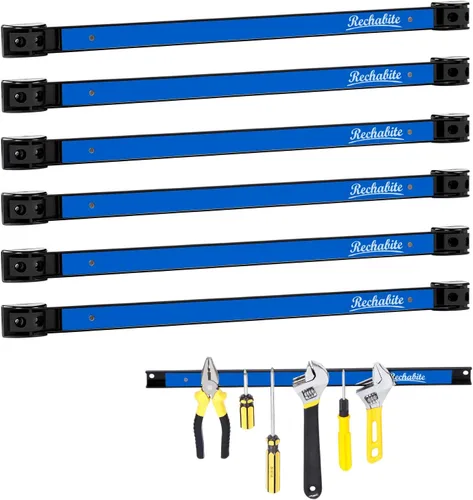 Miniatura 12 de 4 unidades de tiras con soporte magnético para herramientas de 12 pulgadas, barra magnética negra, estante organizador de herramientas de metal
