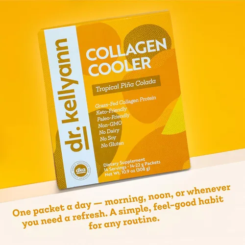 Miniatura 2 de Dr. Kellyann Enfriador de colágeno – Pina Colada tropical 0.55 oz de proteína de colágeno alimentada con pasto por porción Apto para dieta