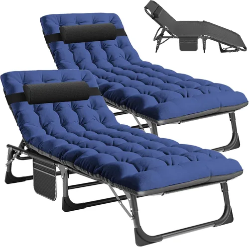 Miniatura 8 de Slsy Tumbona plegable para patio, sillas de patio reclinables al aire libre, tumbonas resistentes para exteriores, junto a la piscina, playa