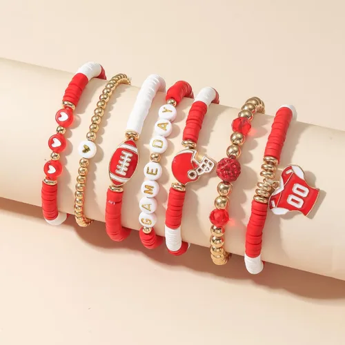 Miniatura 2 de Artlunar Pulsera de fútbol para el día del juego joyería deportiva apilable para mamás y papás, regalo perfecto para los fanáticos del fútbol