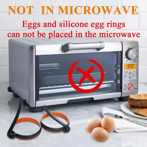 Miniatura 3 de GOYLSER Paquete de 4 anillos de silicona para huevos para freír huevos, molde redondo negro para freír, anillo de huevo frito perfecto para plancha