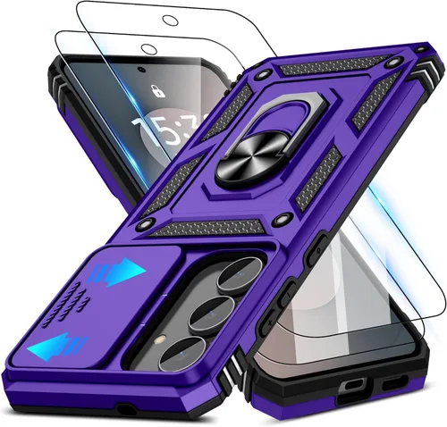 Miniatura 72 de ATUMP Funda para OnePlus Nord N200 5G con protector de pantalla HD con cubierta para cámara deslizante, soporte de anillo de rotación de 360°