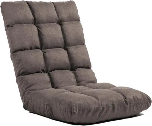 Miniatura 14 de Folding Floor Gaming Chair with Back Support, 14-Position Adjustable Recliner - Padded Cushion with Breathable Linen & Cotton Blend for Adults &