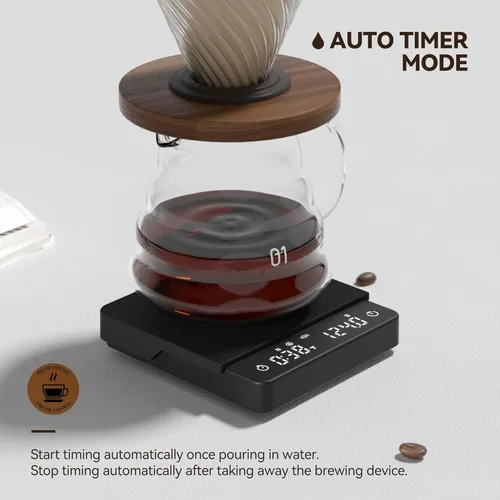 Miniatura 3 de Báscula de café recargable con sincronización automática, mini balanza de espresso con temporizador, escala de alta precisión de 4.4 lbs/0.00 oz