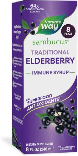 Nature's Way Sambucus - Jarabe inmunológico tradicional de saúco, extracto de saúco negro altamente concentrado, apoyo inmunológico tradicional*,