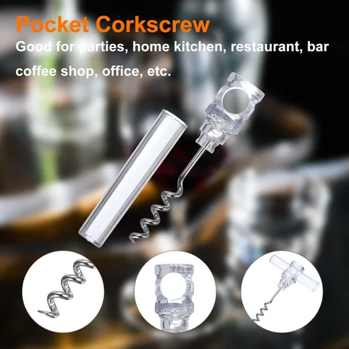 Miniatura 5 de uxcell Sacacorchos de viaje de 4.2 pulgadas, sacacorchos de bolsillo, abridor de vino portátil de plástico, mini abridor de corcho para vino