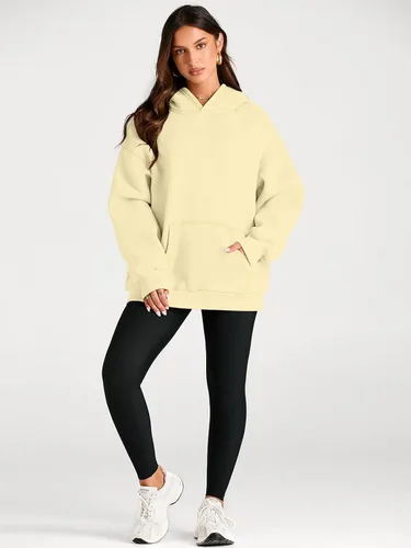 Miniatura 41 de Trendy Queen - Sudaderas extragrandes con capucha para mujer, suéteres de manga larga, sin botones, de vellón, de otoño, ropa de invierno