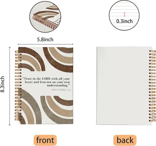 Miniatura 5 de VNWEK Escritura Bíblica Proverbios 3:5 Confía en el Señor con todo tu corazón Cuaderno Espiral Arcoíris Marrón Boho 14 x 21 cm, Cuaderno Espiral