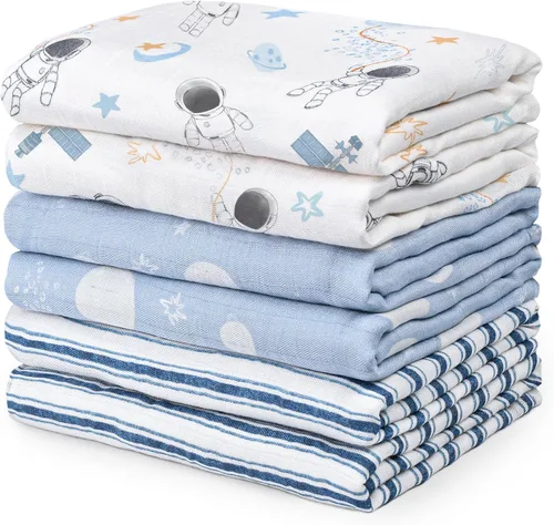 Miniatura 18 de GLLQUEN BABY Manta de Recepción para Niño Algodón de Muselina Mantas para Envolver Niñas Recién Nacidas Cuadrados Transpirable y Suave Mantas