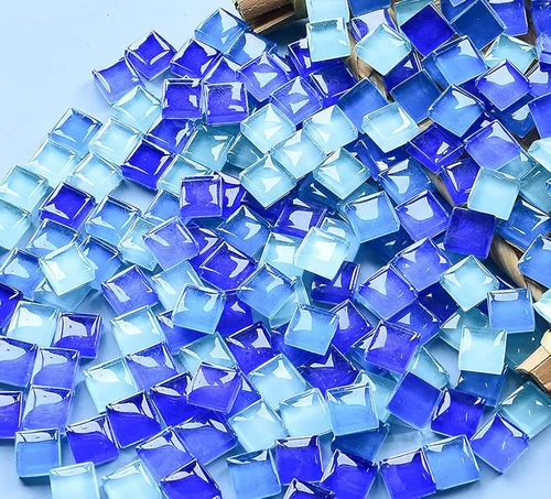 Miniatura 25 de Azulejos de mosaico de 225 piezas / 7.05 oz, paquete de azulejos de mosaico de cristal para decoración del hogar, manualidades, platos, marcos