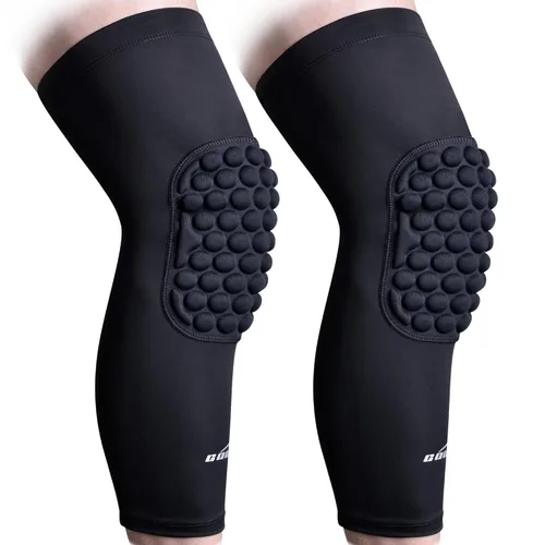 Miniatura 8 de COOLOMG Rodilleras de baloncesto de compresión para piernas para voleibol, fútbol, levantamiento de pesas, color negro, talla S T_negro