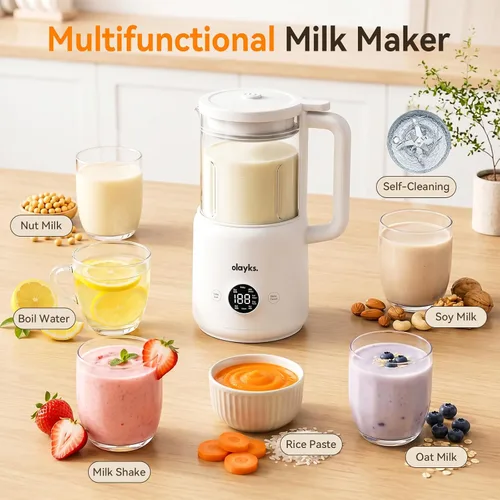 Miniatura 3 de Licuadora automática de leche de nueces, 20 onzas, máquina casera de leche de soja para leche de origen vegetal, coco, avena, almendras, bebidas