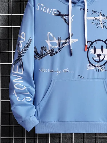 Miniatura 3 de WDIRARA Sudadera con capucha y cordón de manga larga con capucha y bolsillo para hombre
