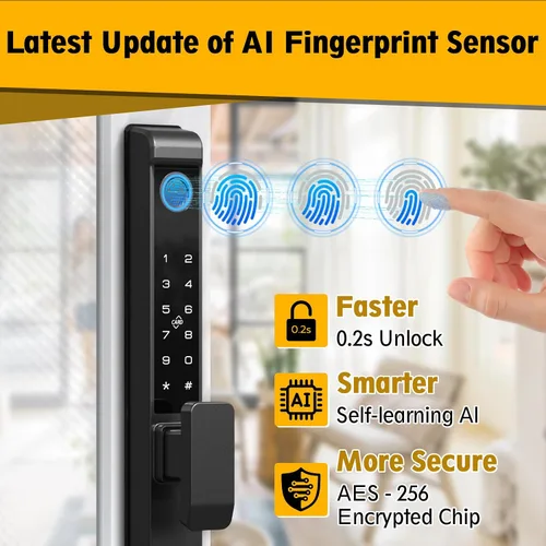 Miniatura 3 de Cerradura de puerta corrediza de vidrio, cerradura inteligente para puerta corrediza Eseesmart con teclado de código de huella dactilar, tarjeta