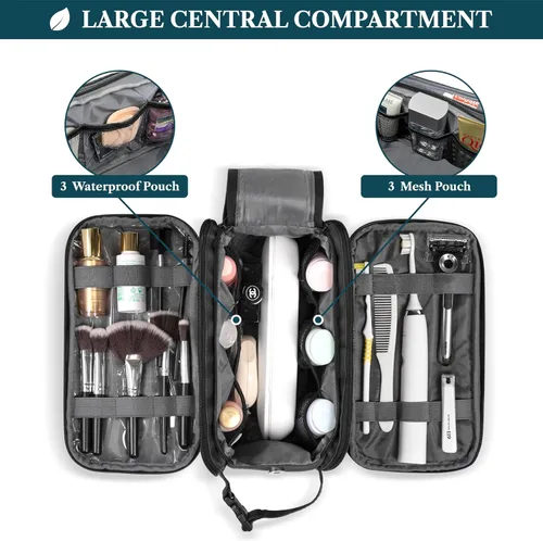 Miniatura 6 de PAVILIA Neceser para hombres y mujeres, bolsa de viaje, estuche organizador de artículos de tocador, artículos esenciales de viaje, kit de afeitado