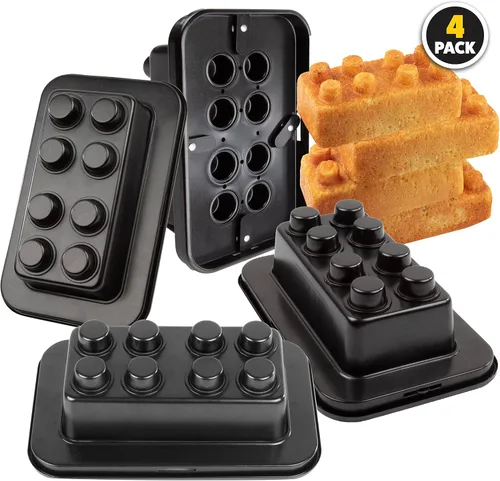 Miniatura 4 de Molde de ladrillo para tartas de construcción, paquete de 4 unidades, para decorar pasteles en forma 3D de 9 pulgadas, fiestas de cumpleaños
