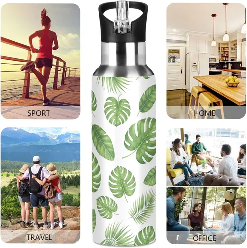 Miniatura 5 de Green Tropical Leaves Insulated Water Bottle 32 Oz, BPA-Free Sport Water Bottle Insulated Leakproof Water Bottles