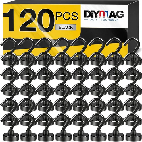Miniatura 10 de DIYMAG - Ganchos magnéticos extrafuertes, imanes resistentes de tierras raras con gancho para colgar, para cabañas, parrillas, refrigerador, crucero